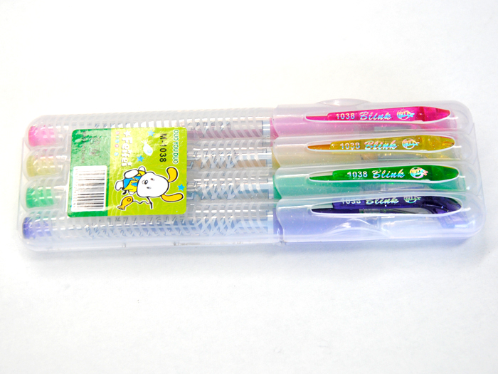 gift palstic box pack gel ball pen,school gel ball pen set