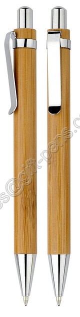 click style eco custom brand logo bamboo barrel ballpoint pen