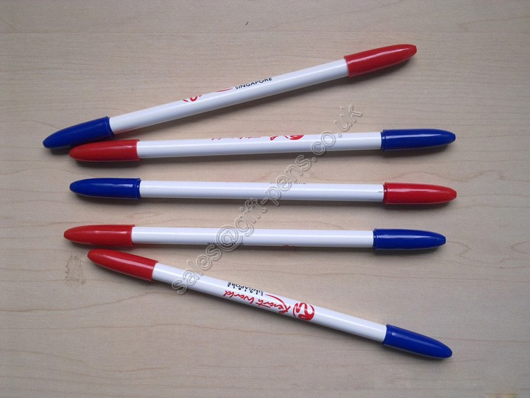 double ends plastic ball pen,two tip plastic ball pen from wenzhou factory