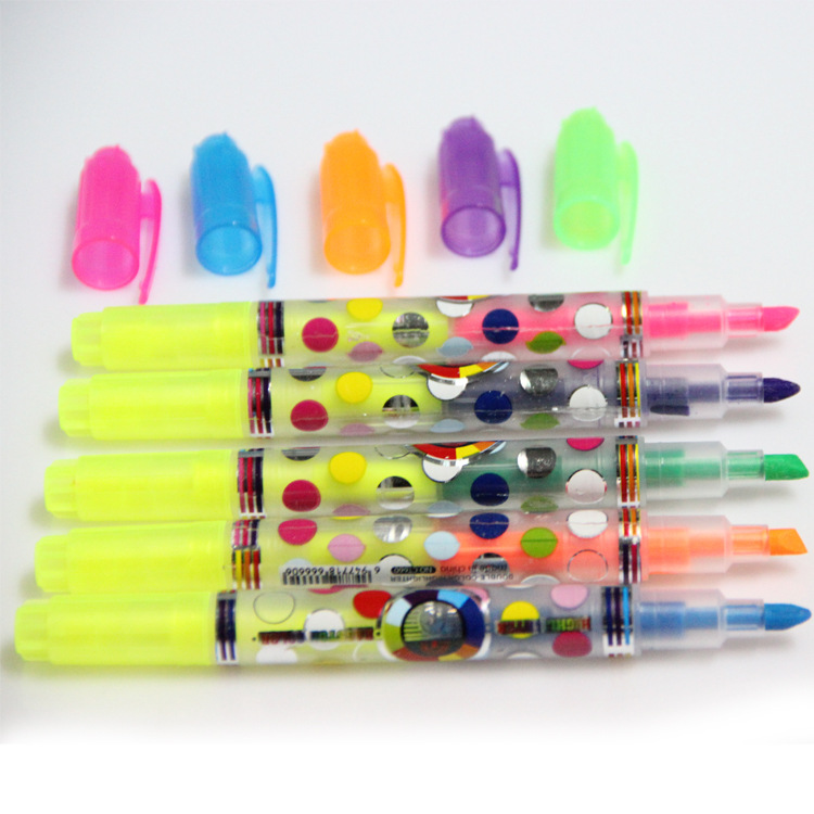 Customized promotional hot sale double end shape highlighter pen