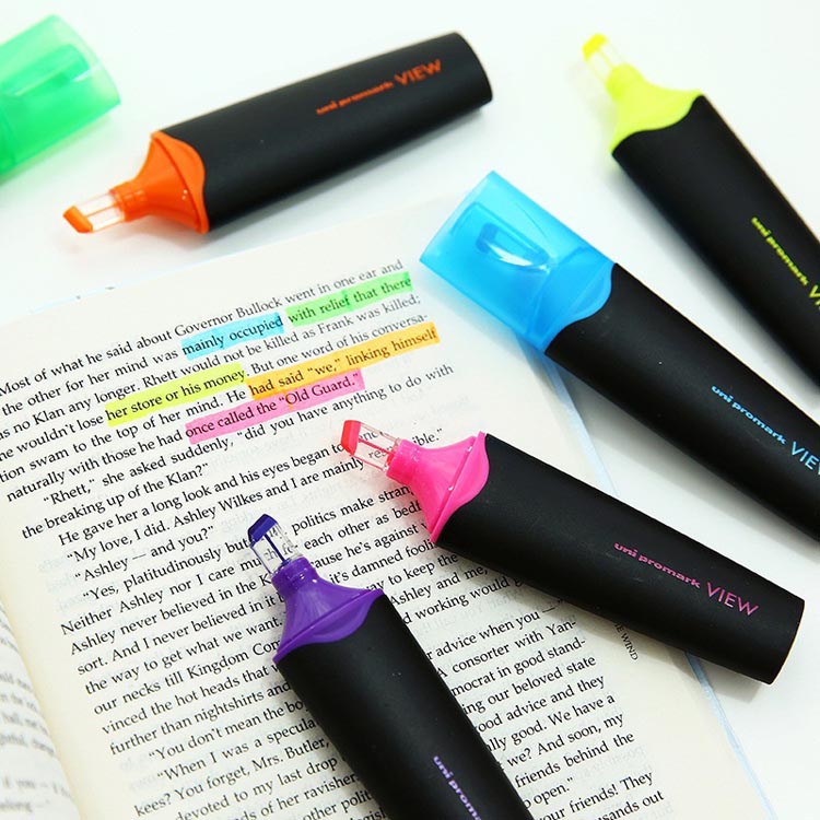 novel design clear plastic wide tip highlighter marker pen