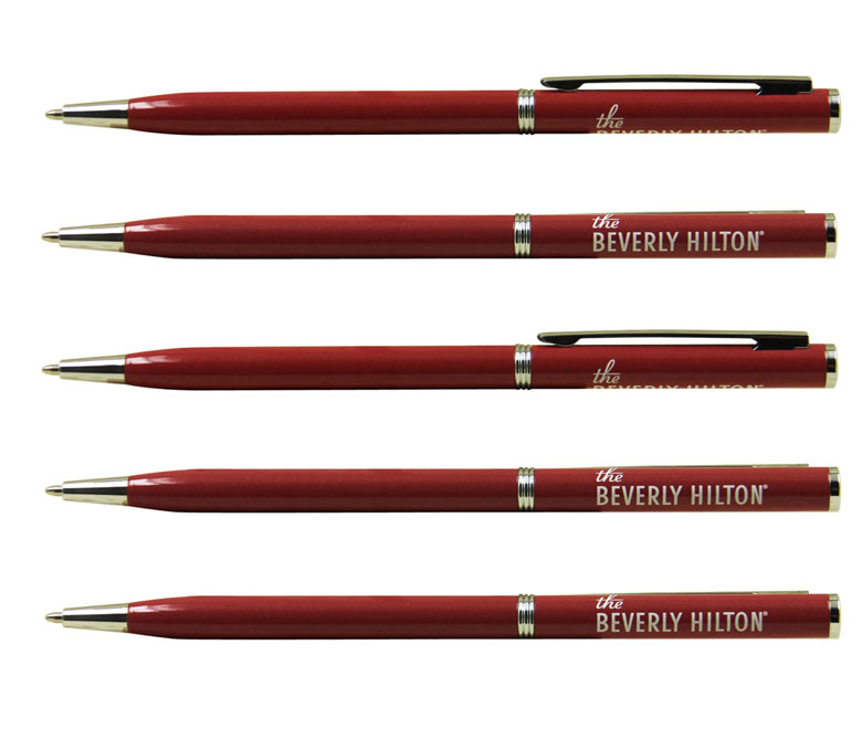 red color metal marriott pen,beverly hilton hotel use promotional logo metal pen