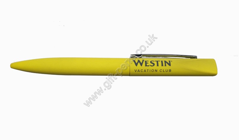 Rubber sprayed flat westin metal pen,rubber coated westin hotel metal ball pen