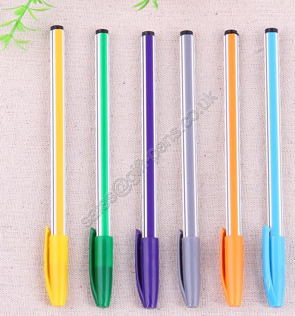 stripped barrel soft office ink pen,assorted color plastic ink pen