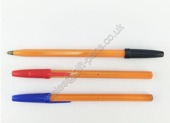 stick style yellow barrel hexangular simple ball pen with logo stamp printed