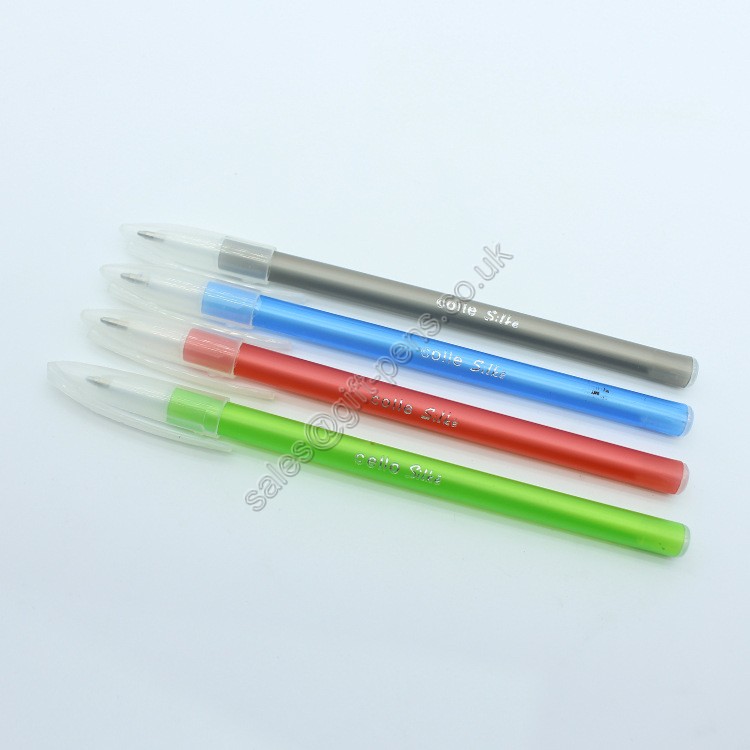 translucent cap smooth writing office stationery around body plastic pen