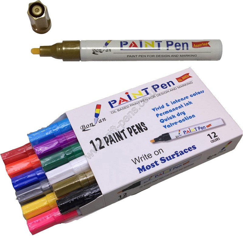 12 colors oil based ink metal writing waterproof paint marker pen