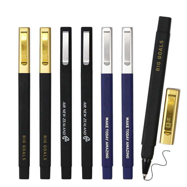 gold Rubber finished soft hotel square ball pen