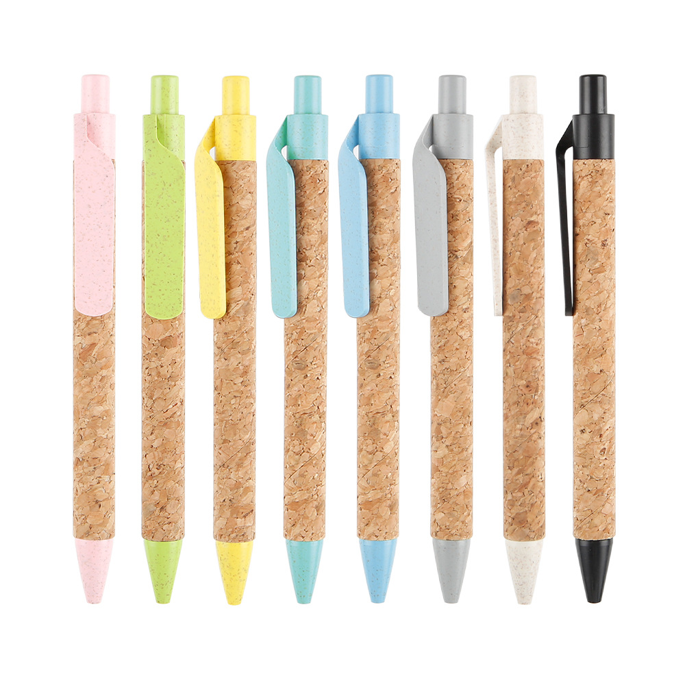 soft recycled wooden cork barrel eco recyclable ballpoint pen