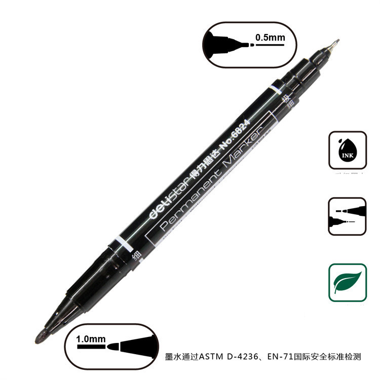 0.5mm tip double end permanent marker pen