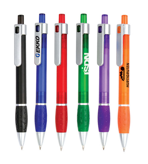 assorted color click promotional ballpen with rubber grip from zhejiang