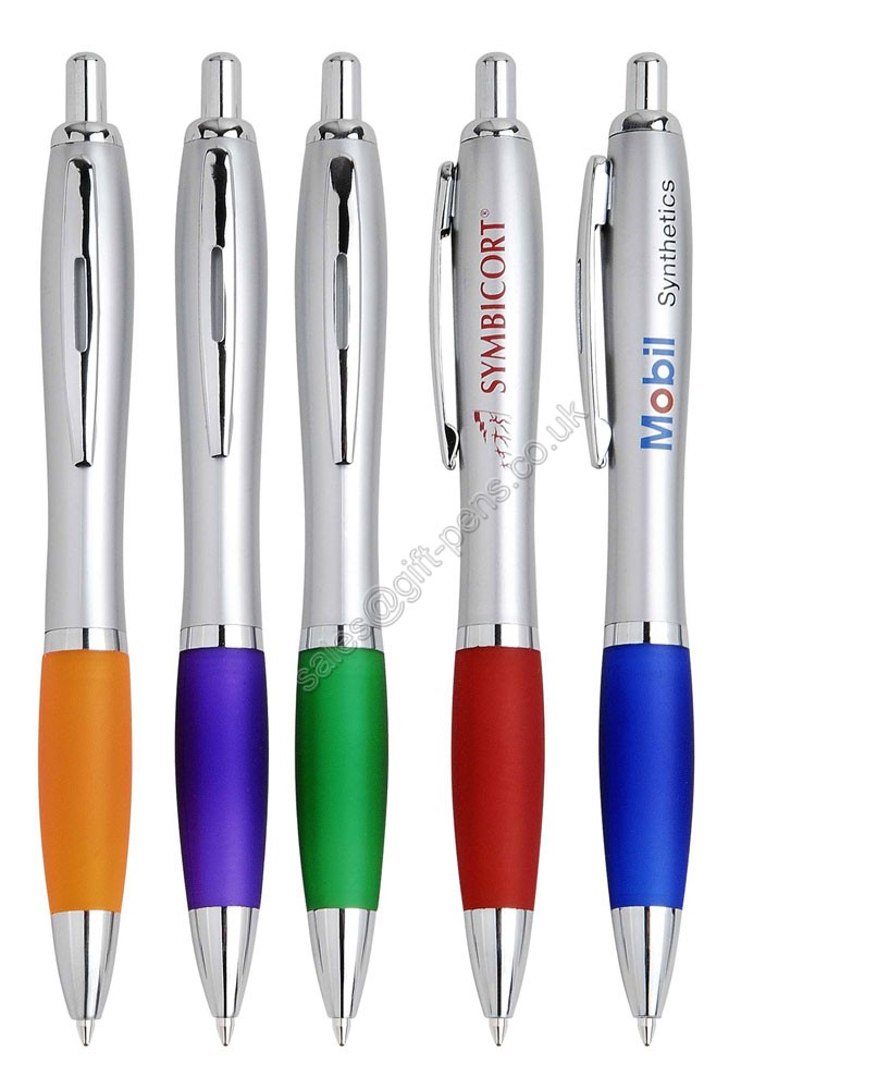 Most Popular sivler color curvy style contour Business Giveaway Custom Pen