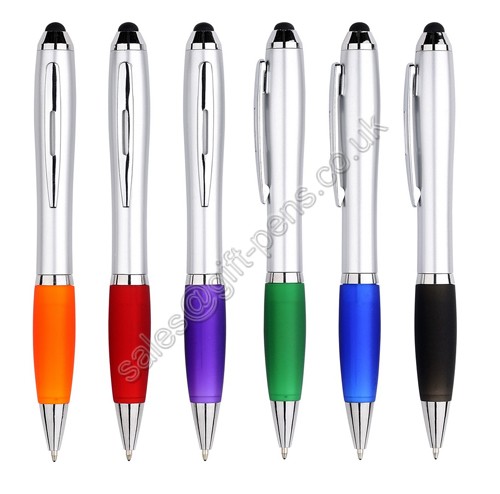 contour touch ball pen, twist custom logo silver chromed promotion ballpoint pen