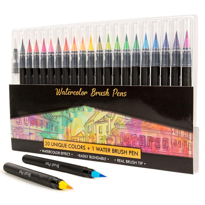 20 colors real brush tip art drawing paint watercolor brush marker pen