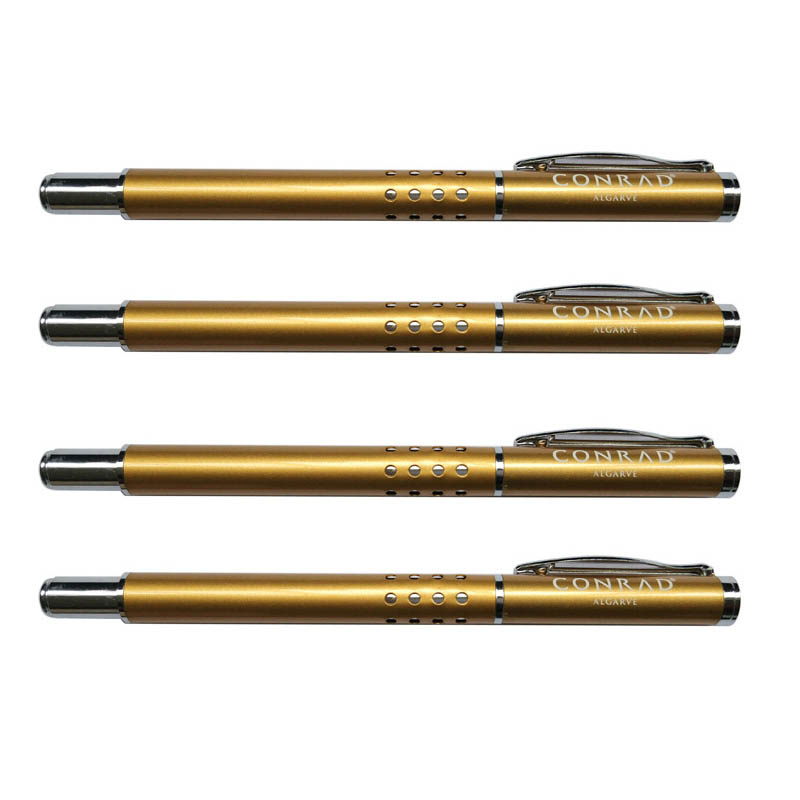 conrad hotel printed gift golden metal roller ball pen