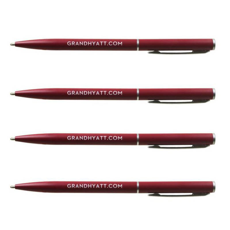 Grand Hyatt use red color painted hotel metal pen