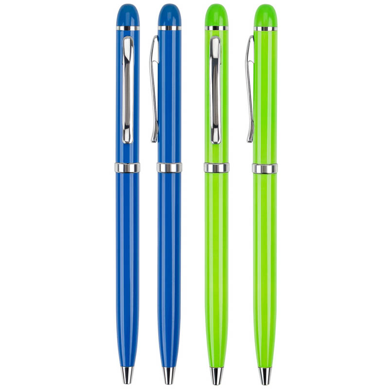 blue green business gift printed metal logo pen