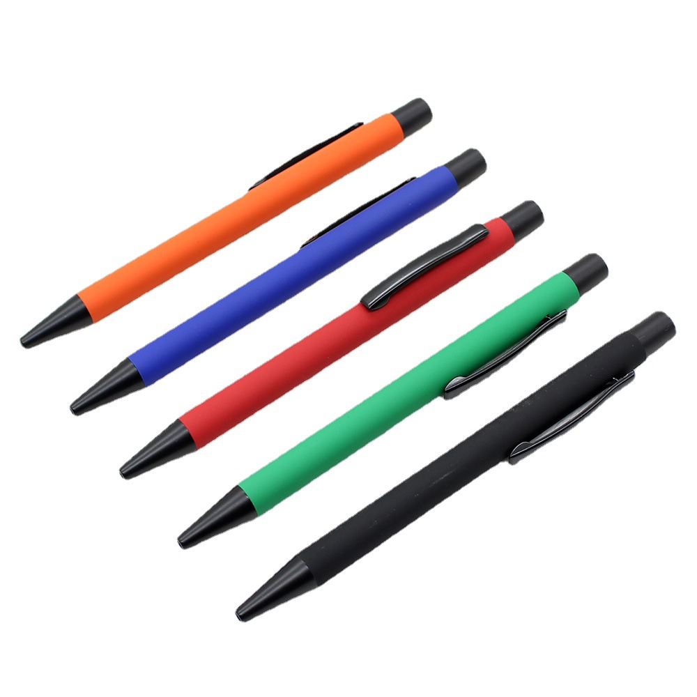 Rubber finish click metal ballpoint pen with custom logo