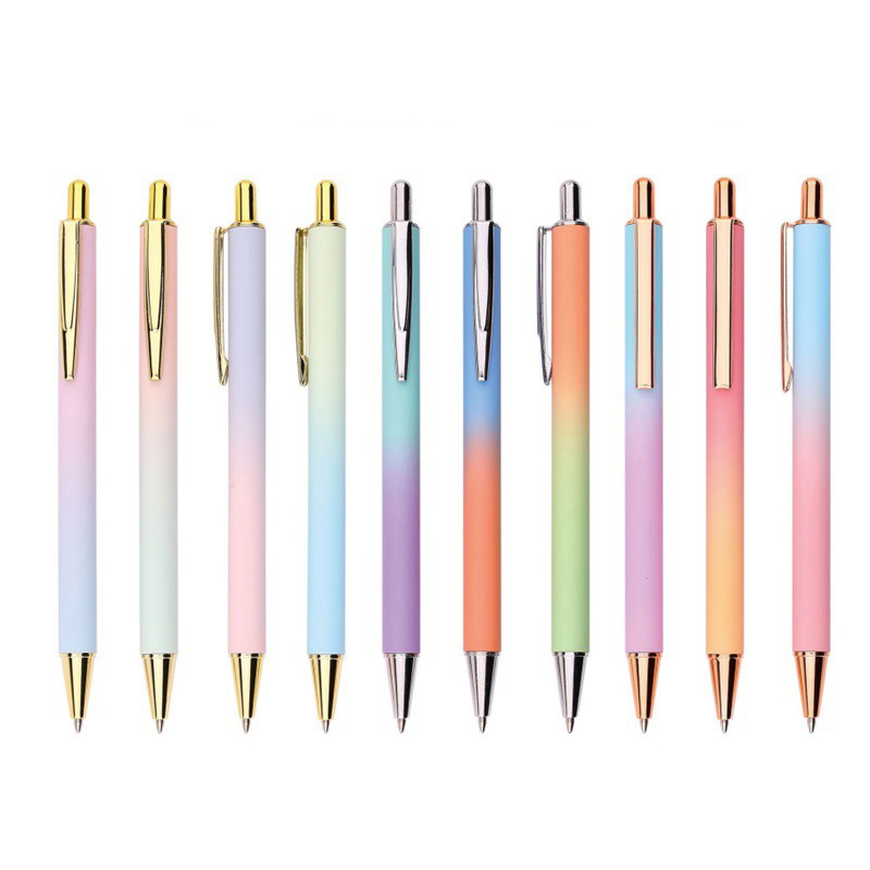 Rainbow colro finish click metal pen