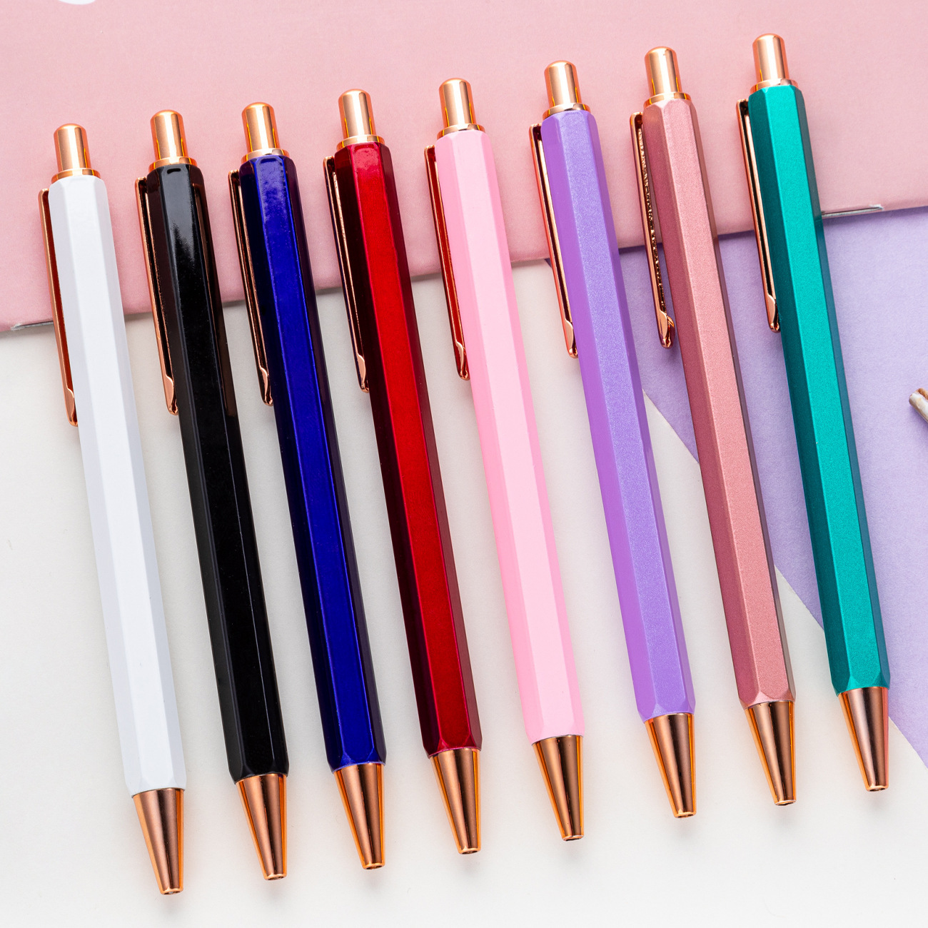 Retractable hexagonal‌ click metal pen