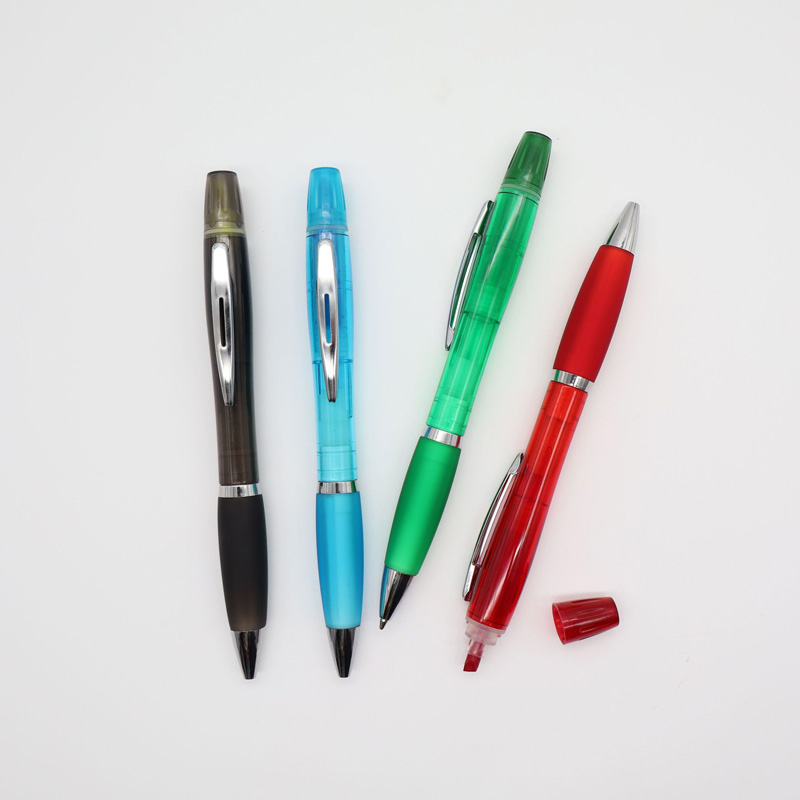 twist plastic pen with highlighter tip