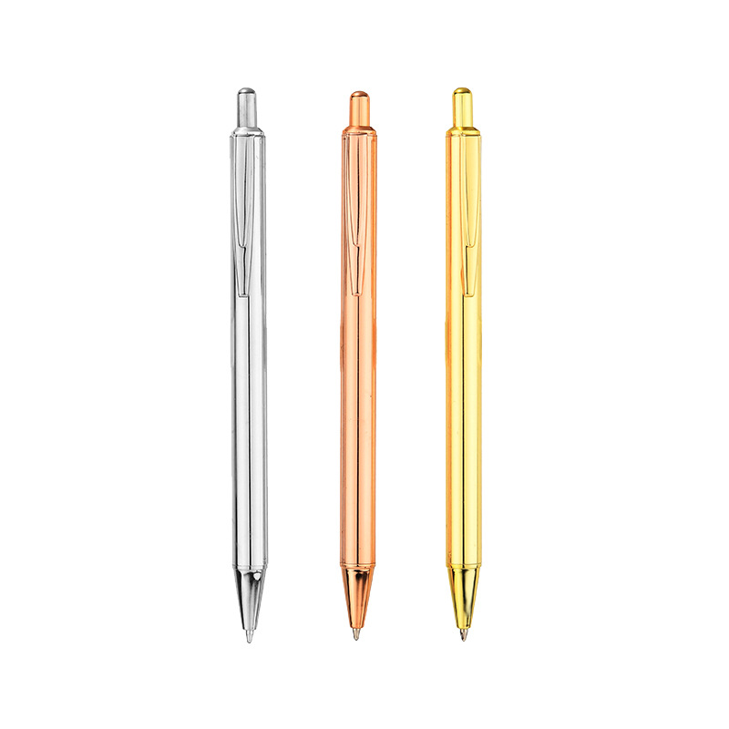 Silver golden painted click advertising plastic pen