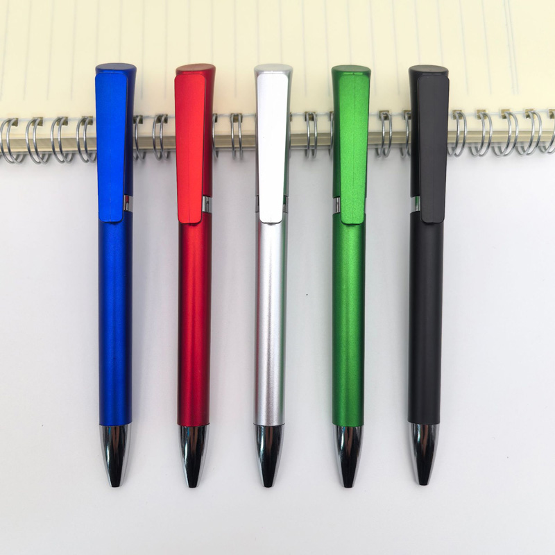 metallic finish twist logo pen