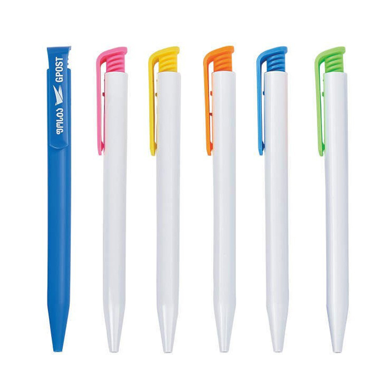 slim barrel white click ballpoint pen