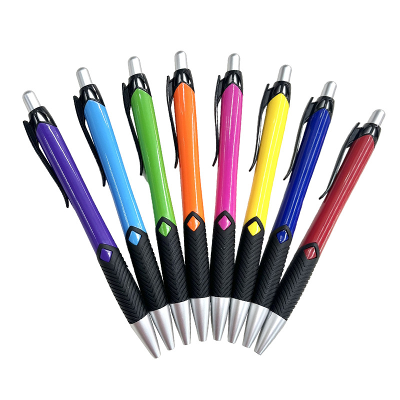 Colored barrel click promotional pen with grip